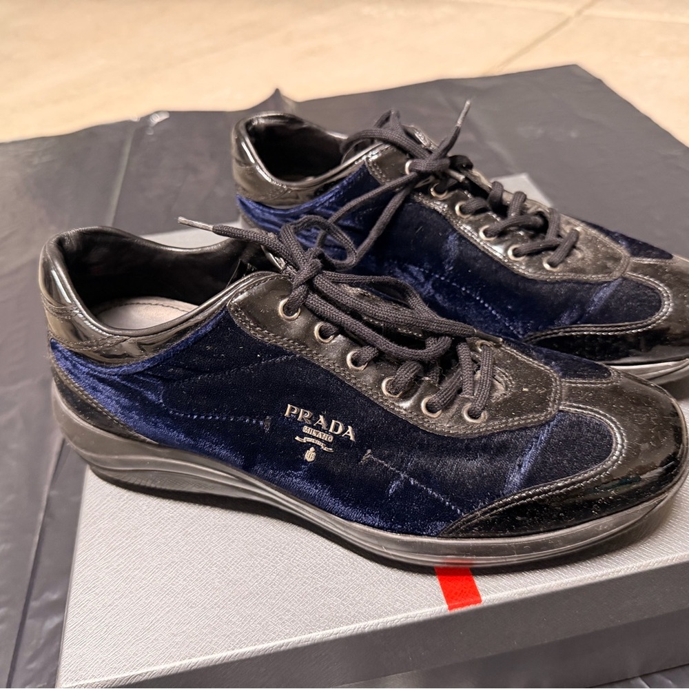 Prada Women's Black and Navy Athletic Shoes